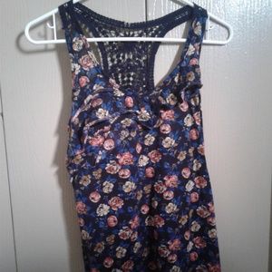 dark blue floral tank top
